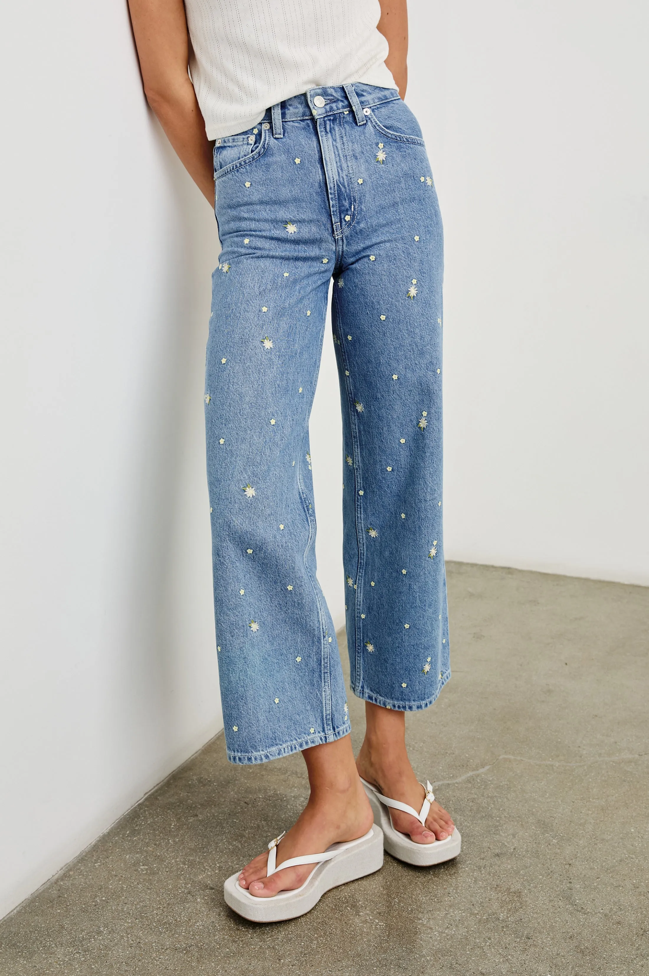 GETTY CROP WIDE LEG - INDIGO FLORAL Rails