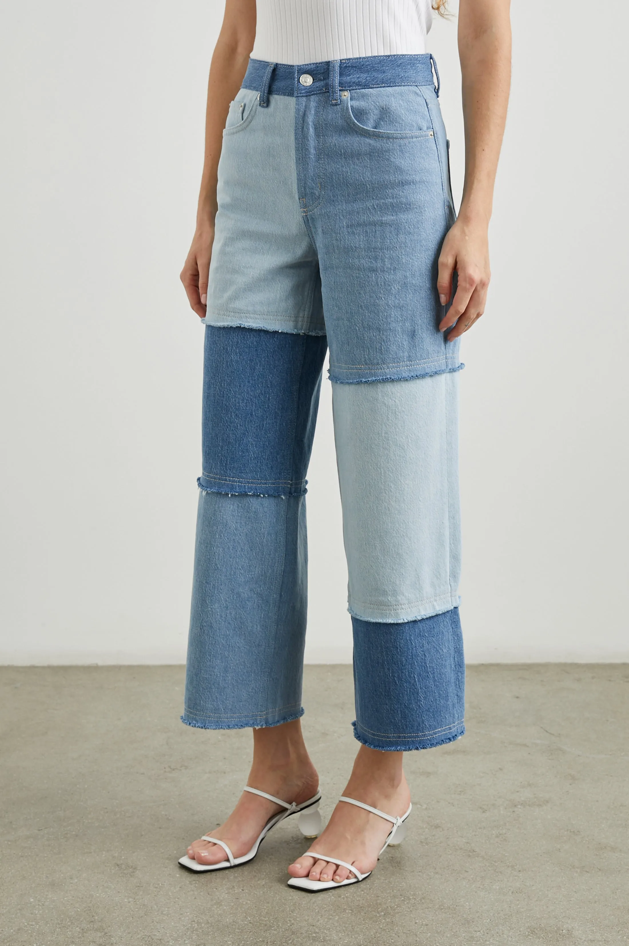 GETTY CROP WIDE LEG - LIGHT INDIGO PATCHWORK Rails