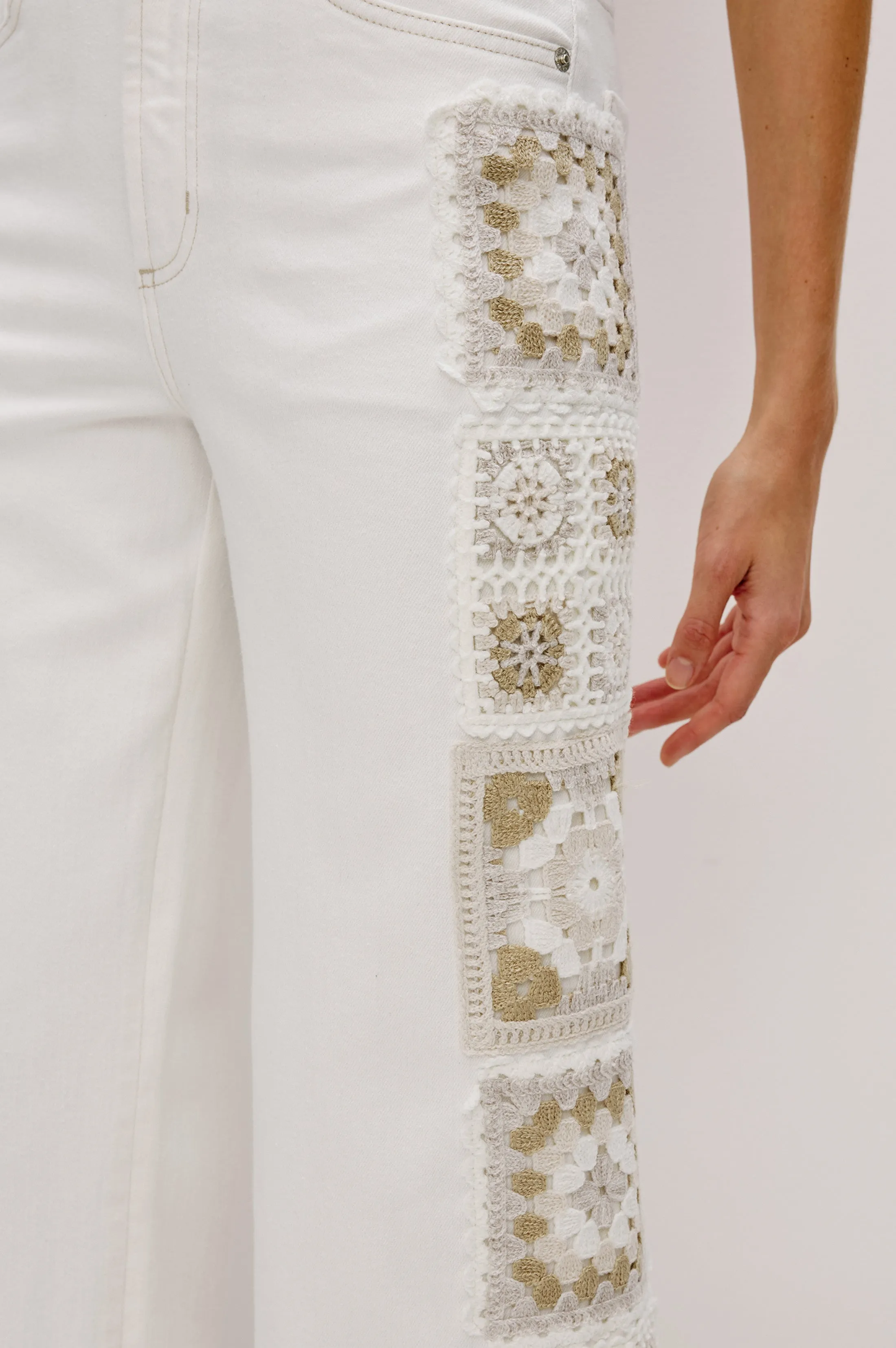 GETTY CROP WIDE LEG - VINTAGE ECRU CROCHET Rails