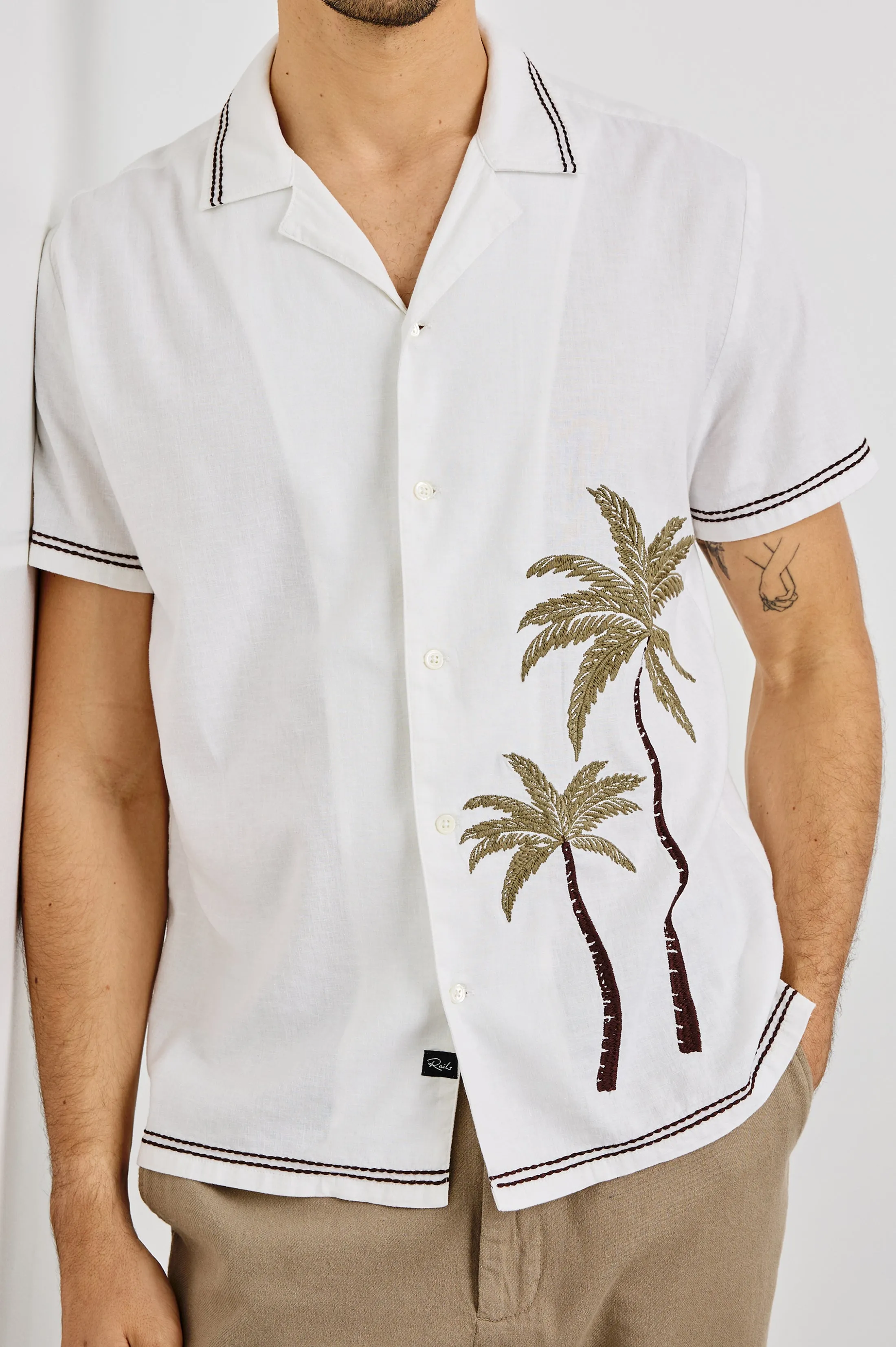 GIBSON SHIRT - WHITE BROWN PALM Rails