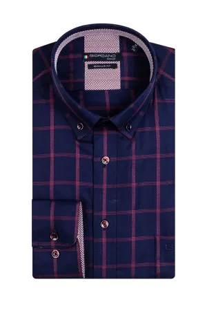 Giordano Long Sleeved Shirt Fuschia Check