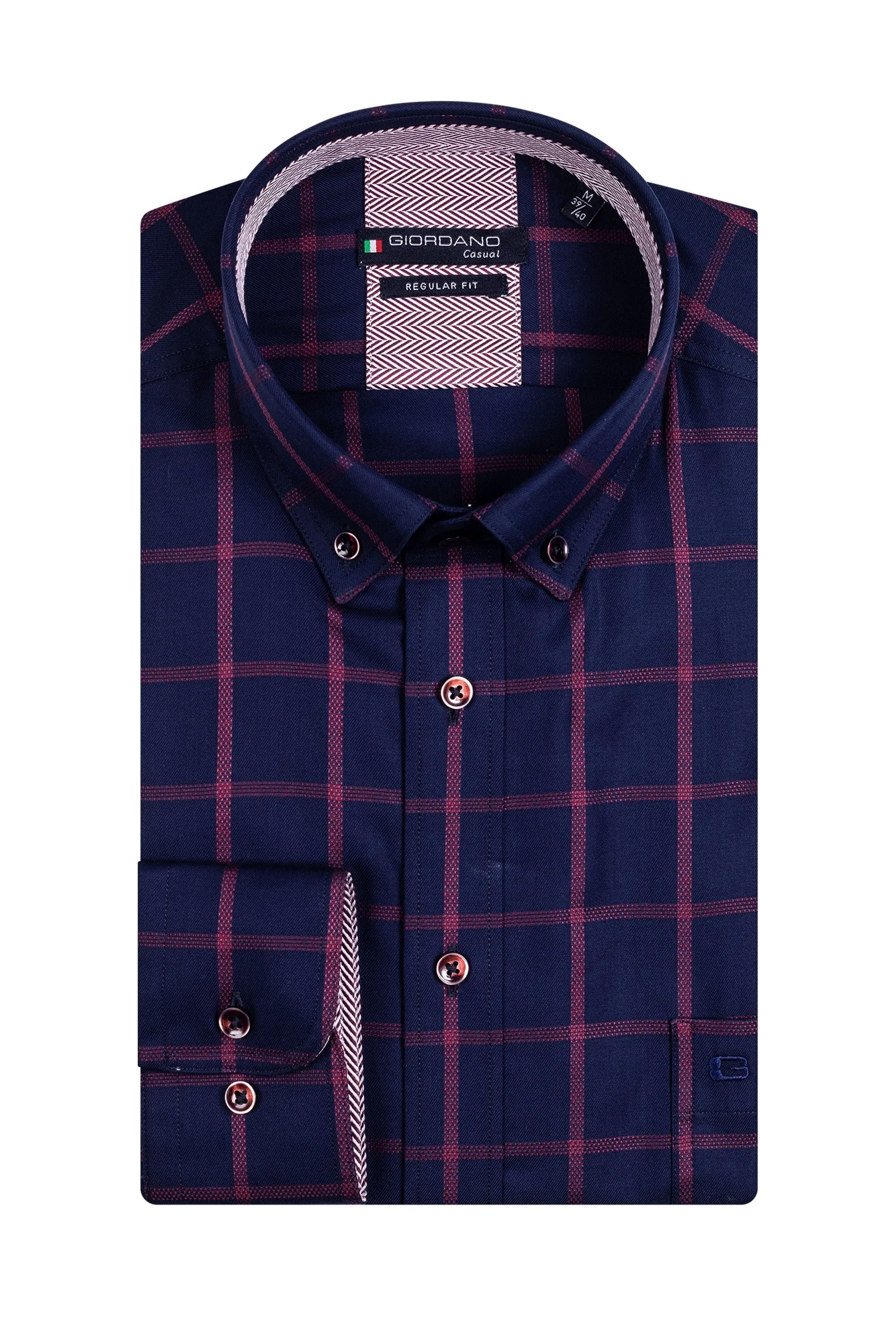 Giordano Long Sleeved Shirt Fuschia Check