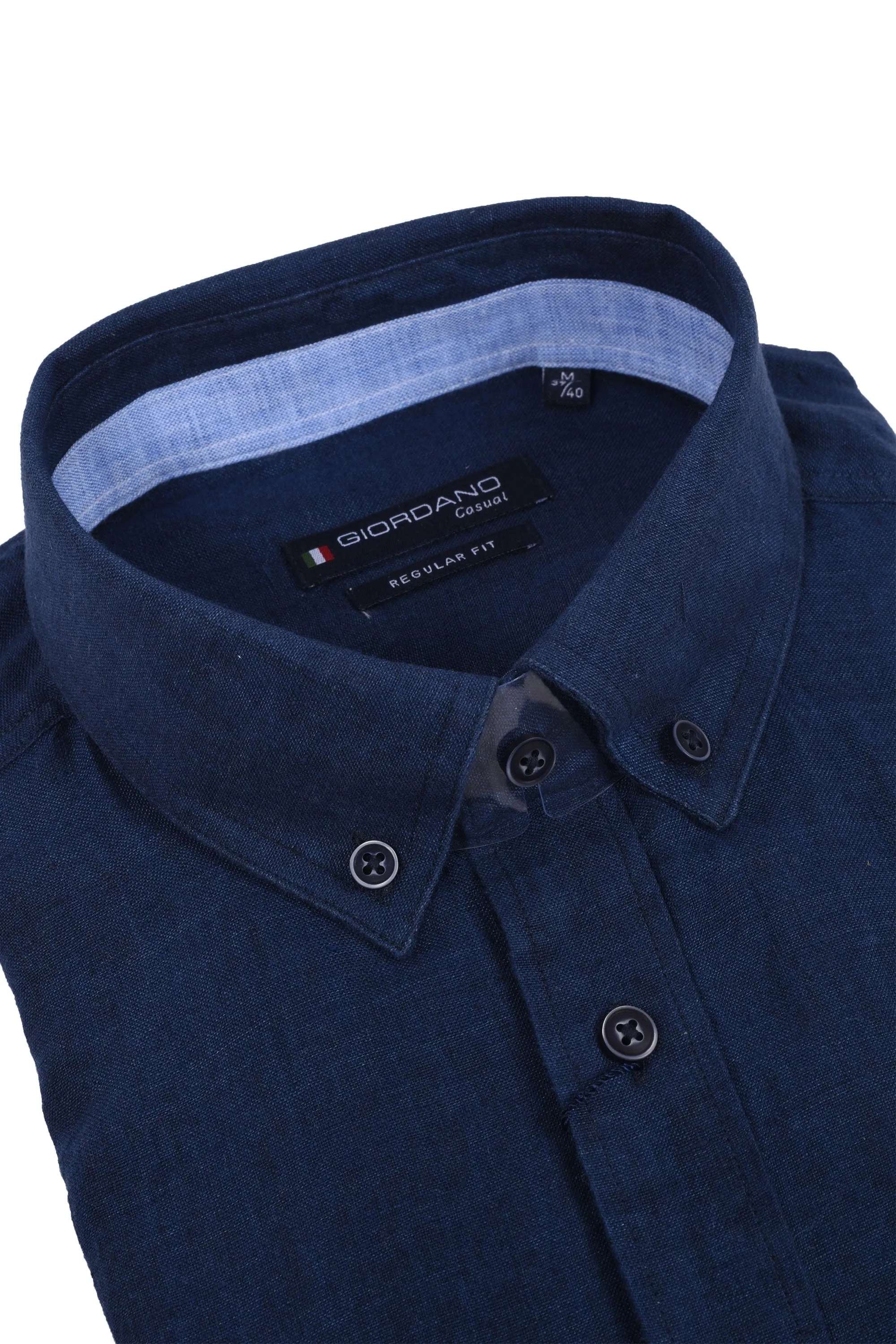 Giordano Regular Fit Linen Shirt Navy