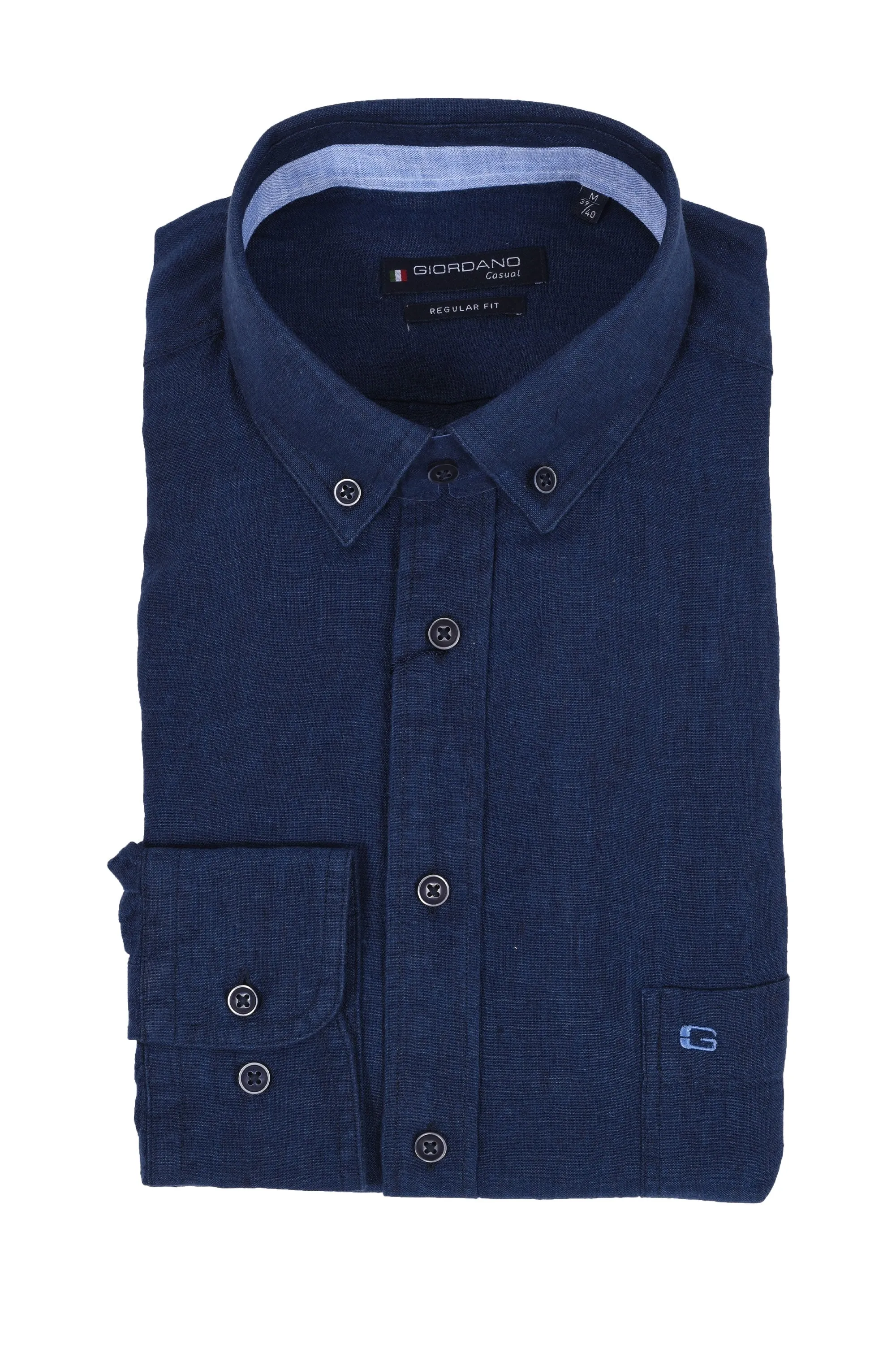 Giordano Regular Fit Linen Shirt Navy