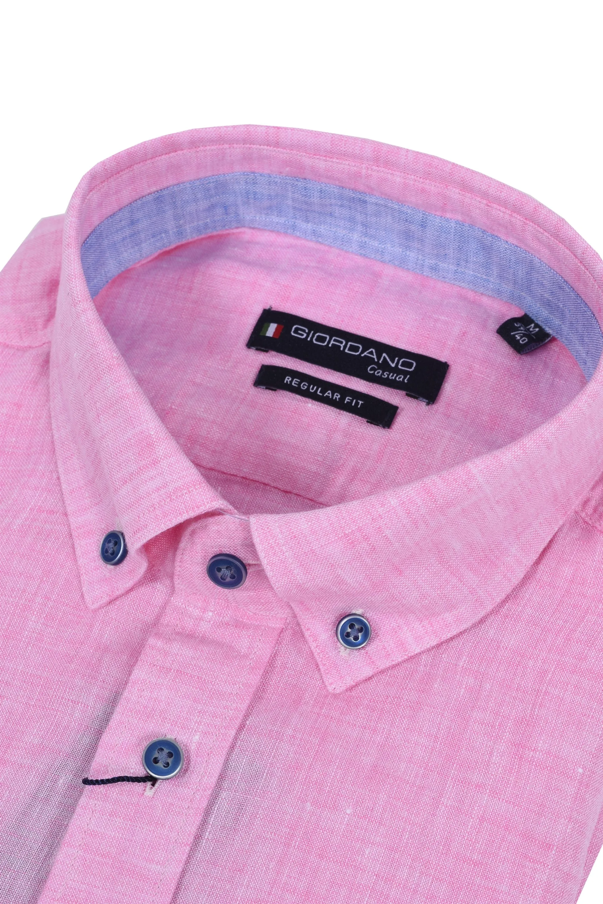 Giordano Regular Fit Linen Shirt Pink