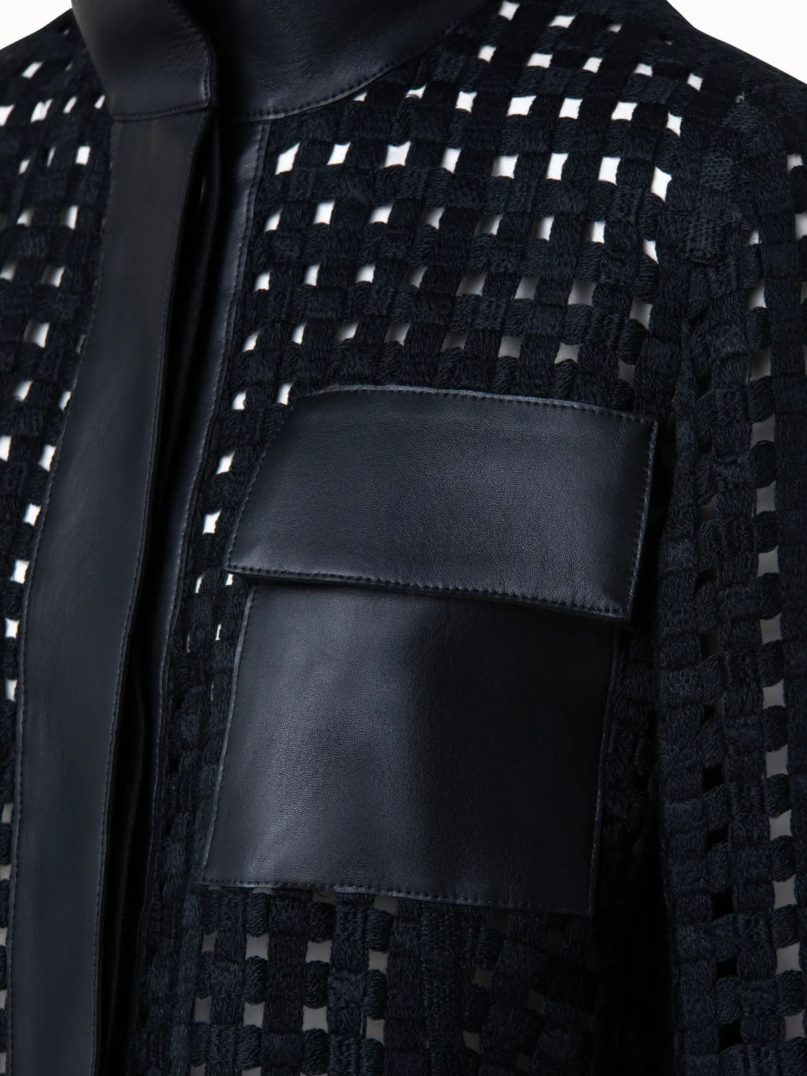 Girta Open Grid Embroidery Safari Jacket Akris