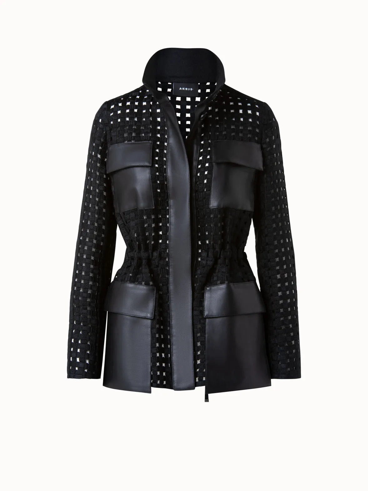 Girta Open Grid Embroidery Safari Jacket Akris