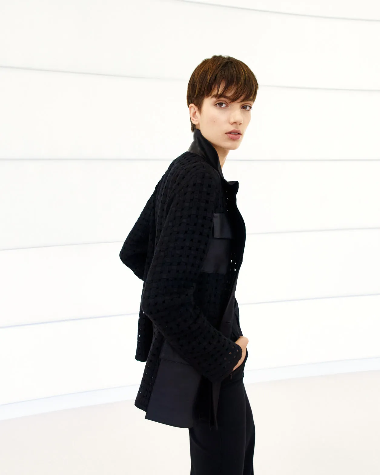 Girta Open Grid Embroidery Safari Jacket Akris