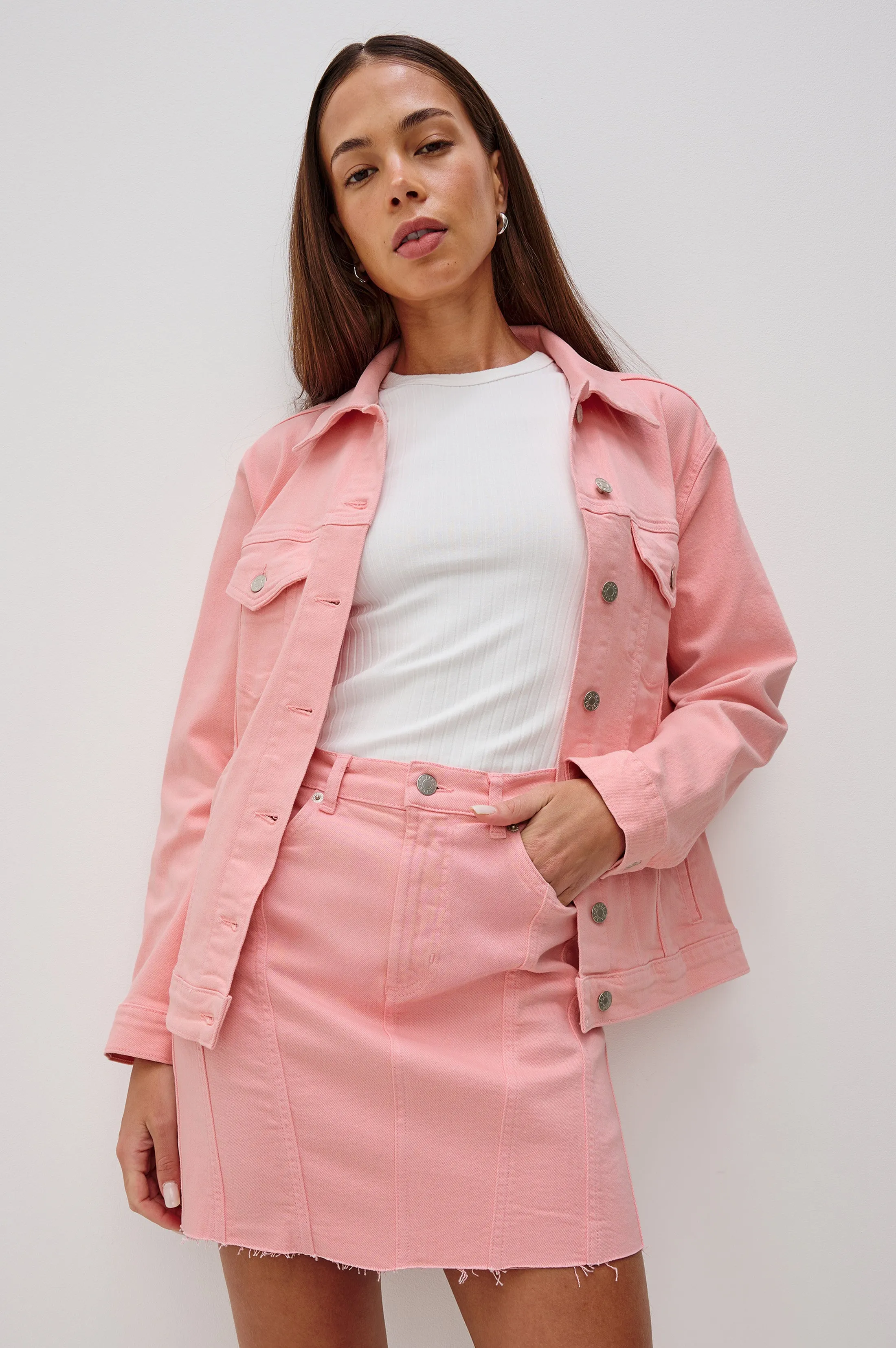 GROVE BOYFRIEND TRUCKER JACKET - BUBBLE GUM Rails