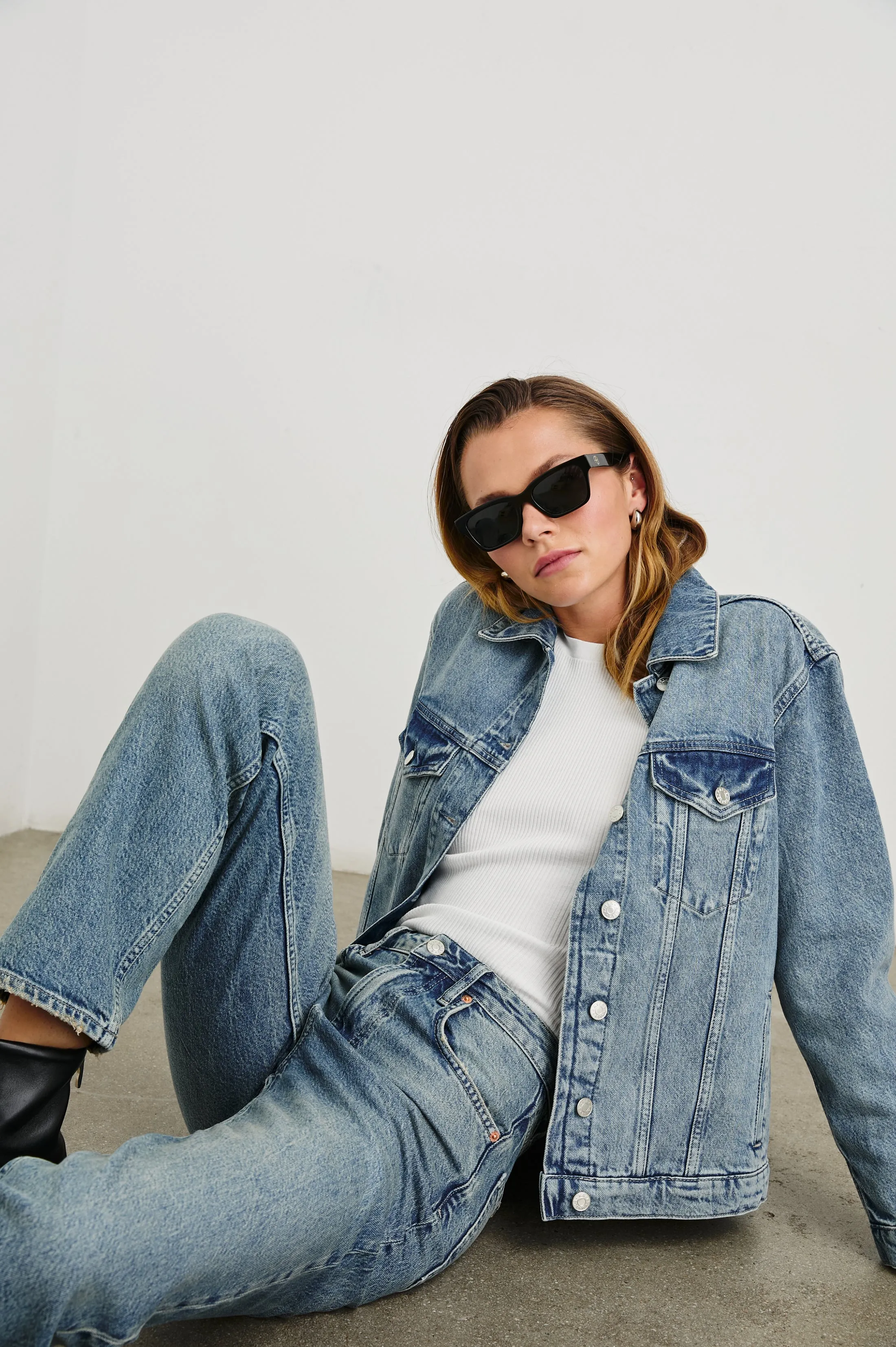 GROVE BOYFRIEND TRUCKER JACKET - EMBOSSED INDIGO Rails