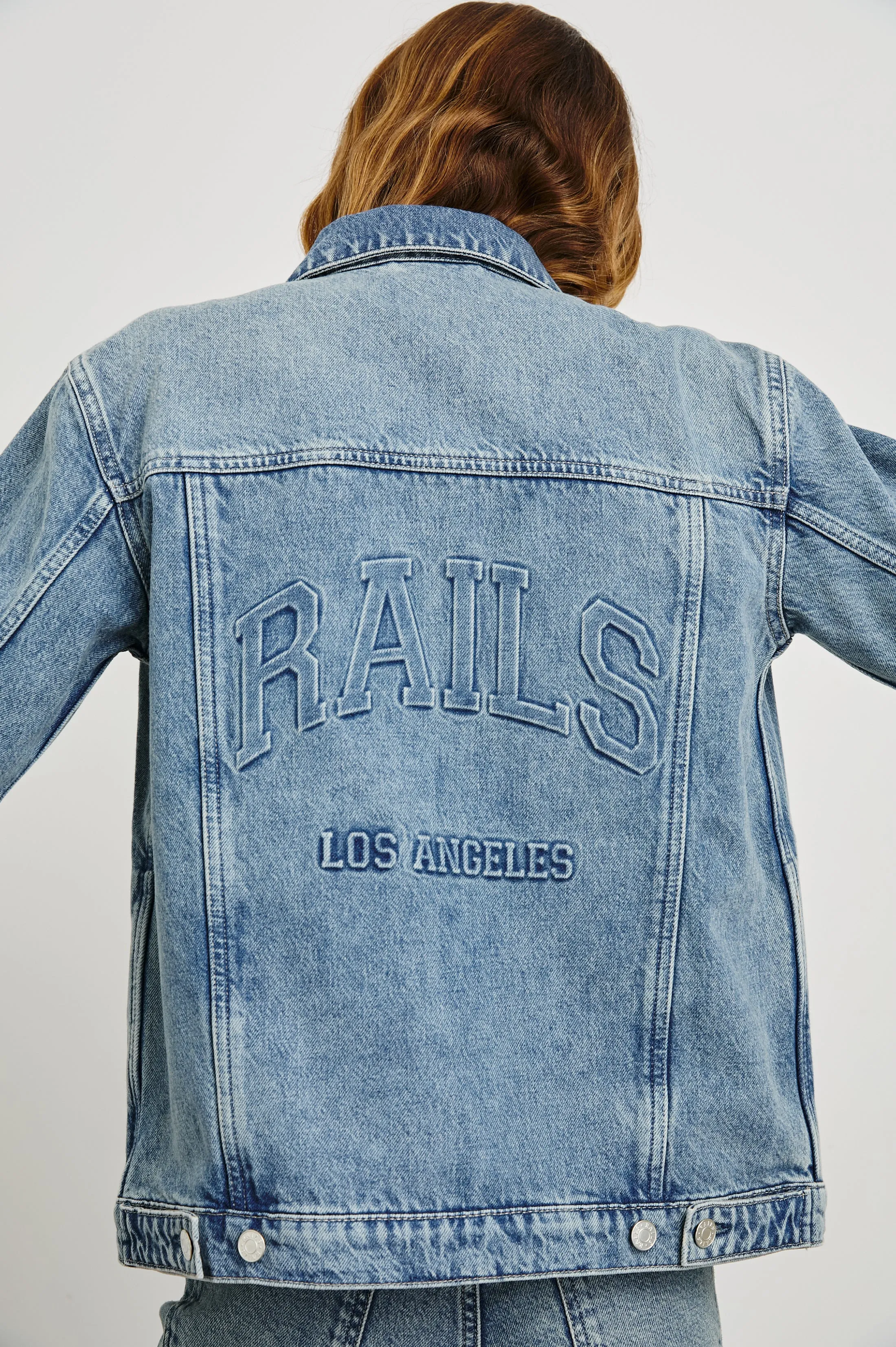 GROVE BOYFRIEND TRUCKER JACKET - EMBOSSED INDIGO Rails