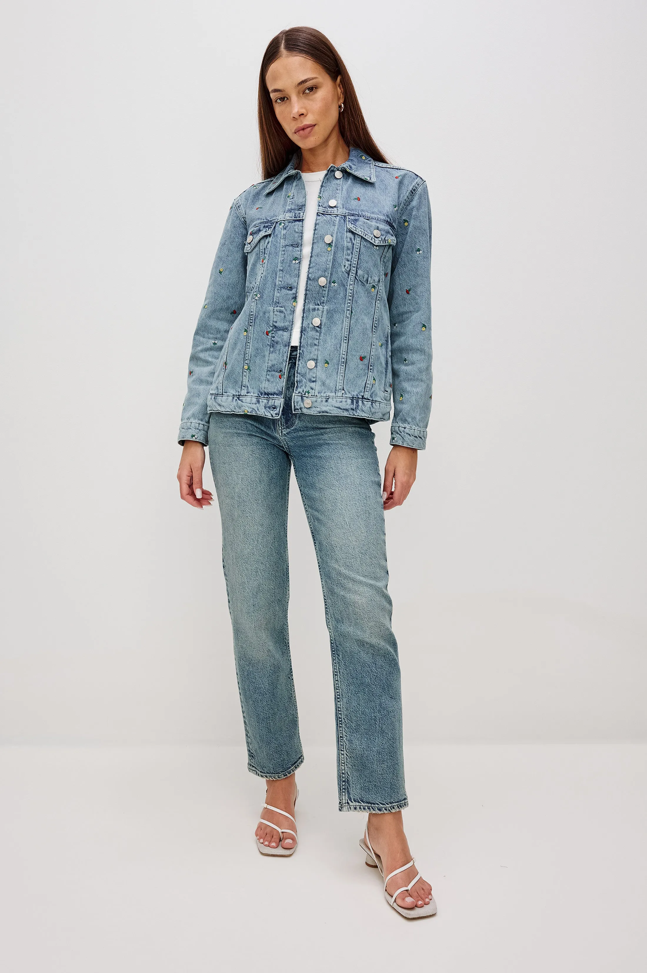 GROVE BOYFRIEND TRUCKER JACKET - FLOWER FIELD Rails