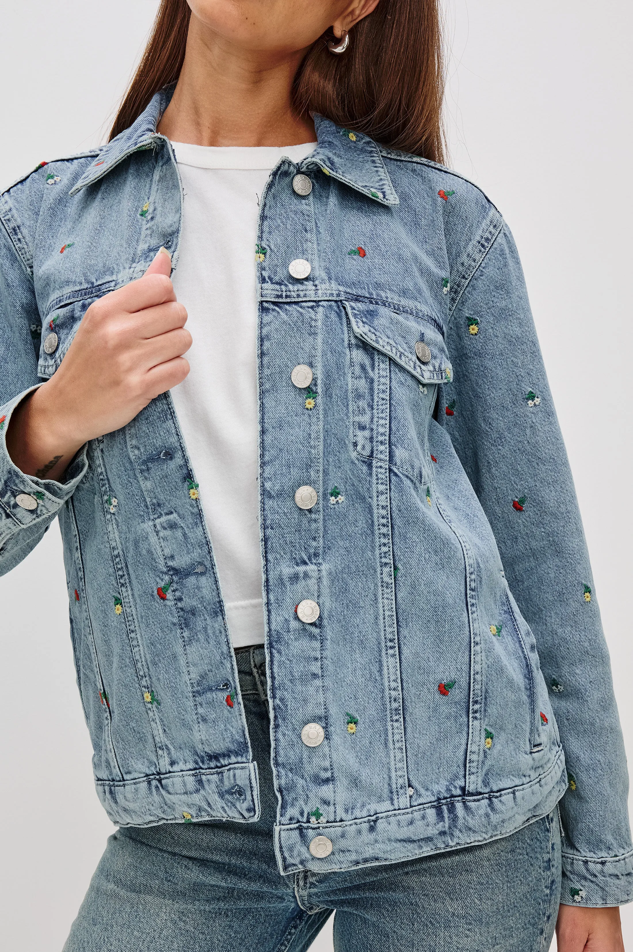 GROVE BOYFRIEND TRUCKER JACKET - FLOWER FIELD Rails