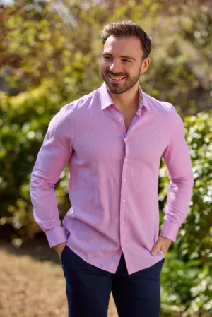 Gun Hill Mens Alfa romeo Linen Shirt - Dark Pink