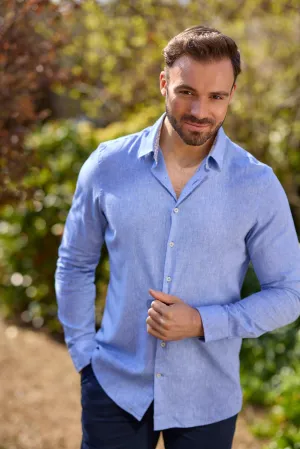 Gun Hill Mens Buick Linen Shirt - Navy