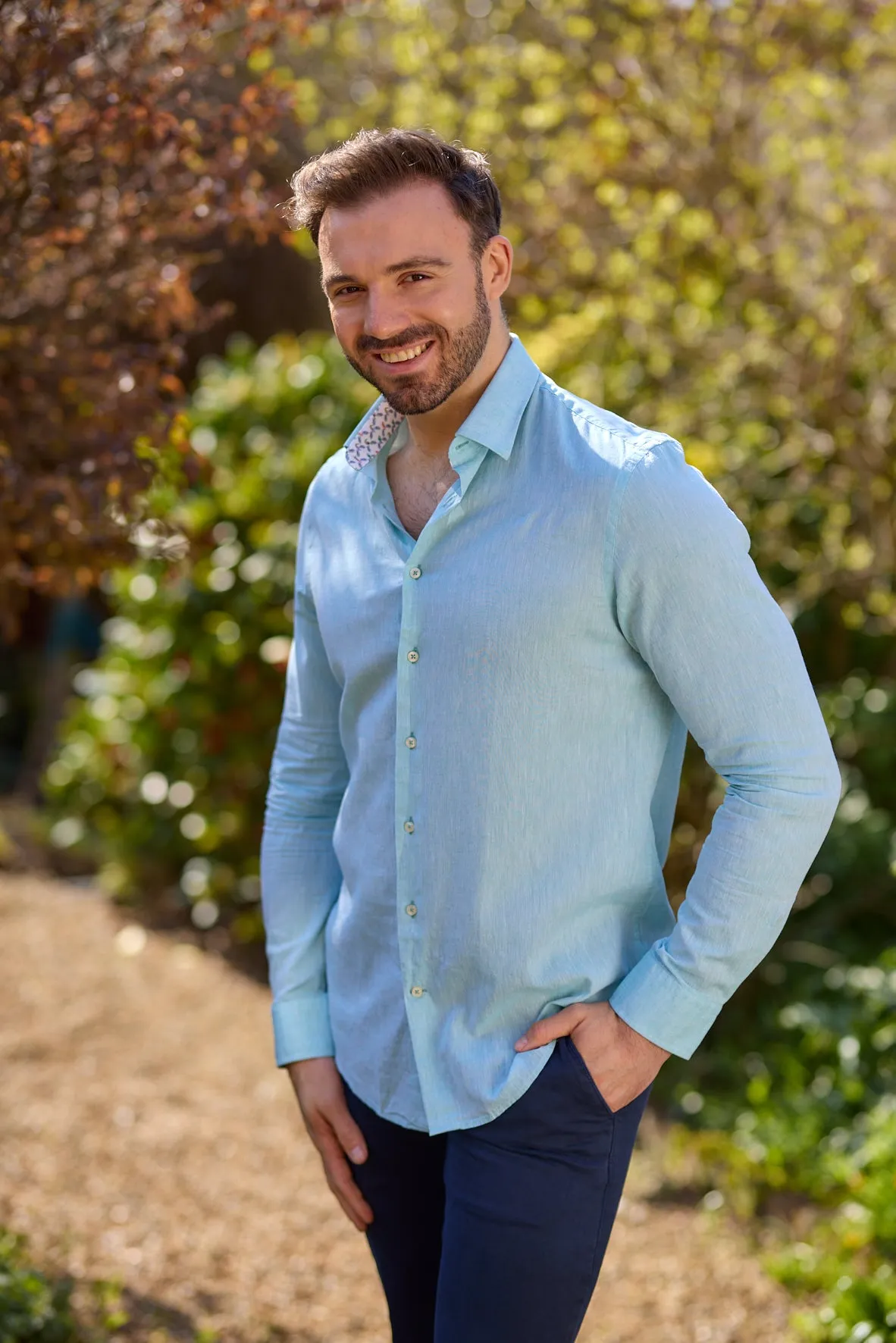Gun Hill Mens Cadillac Linen Shirt - Green