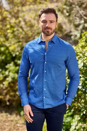 Gun Hill Mens Daimler Shirt - Blue/white dots