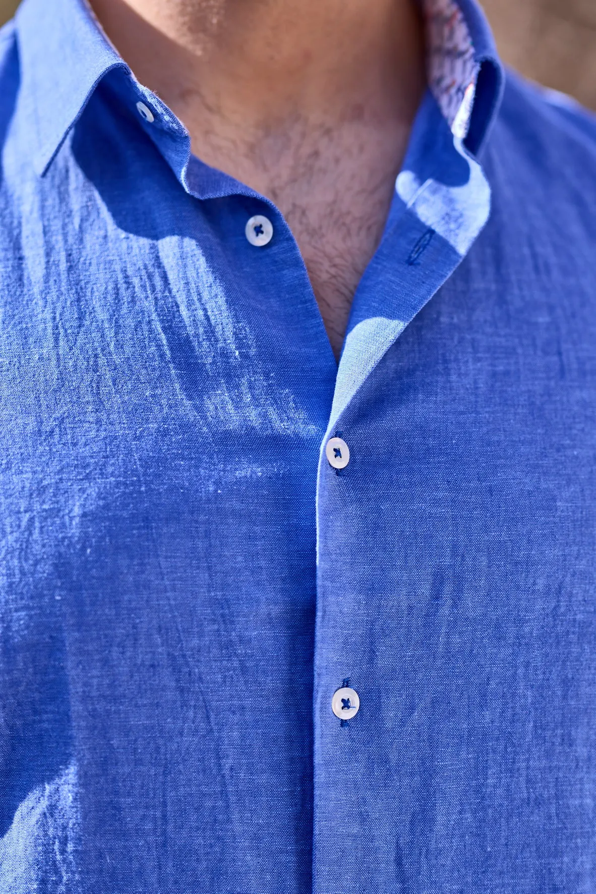 Gun Hill Mens Lamborgini Linen shirt - Blue
