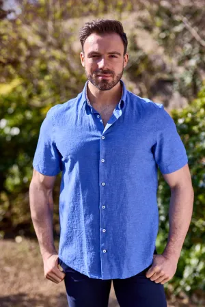 Gun Hill Mens Lamborgini Linen shirt - Blue