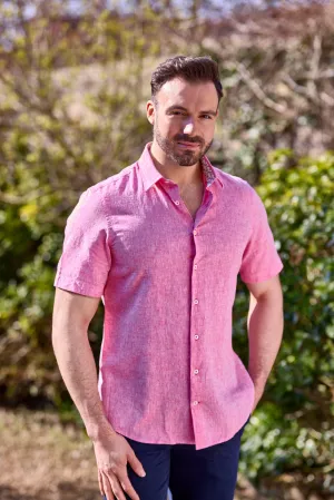 Gun Hill Mens Mustang Linen Shirt - Raspberry