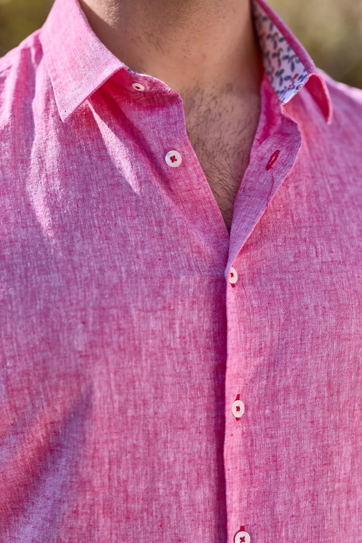 Gun Hill Mens Mustang Linen Shirt - Raspberry