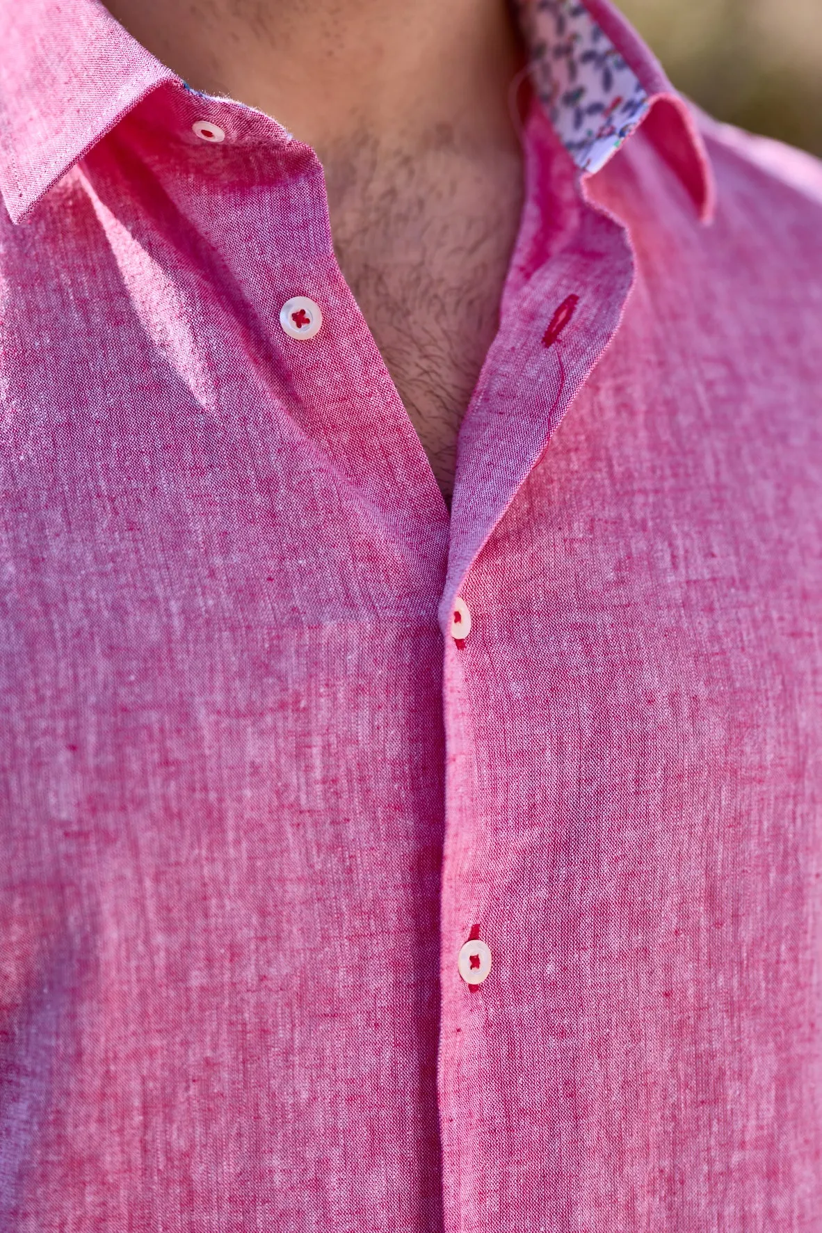 Gun Hill Mens Mustang Linen Shirt - Raspberry