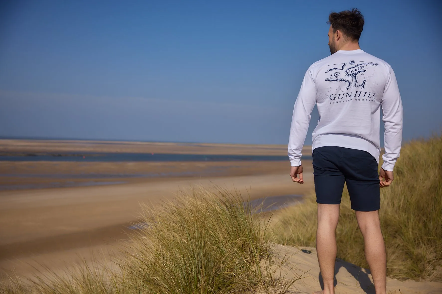 Gun Hill Mens Paddle Long Sleeve Tee - White or Petrol Blue