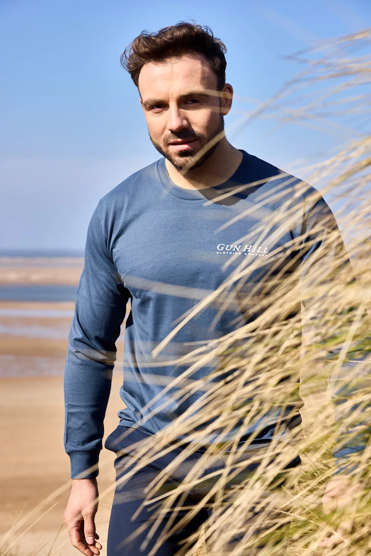 Gun Hill Mens Paddle Long Sleeve Tee - White or Petrol Blue