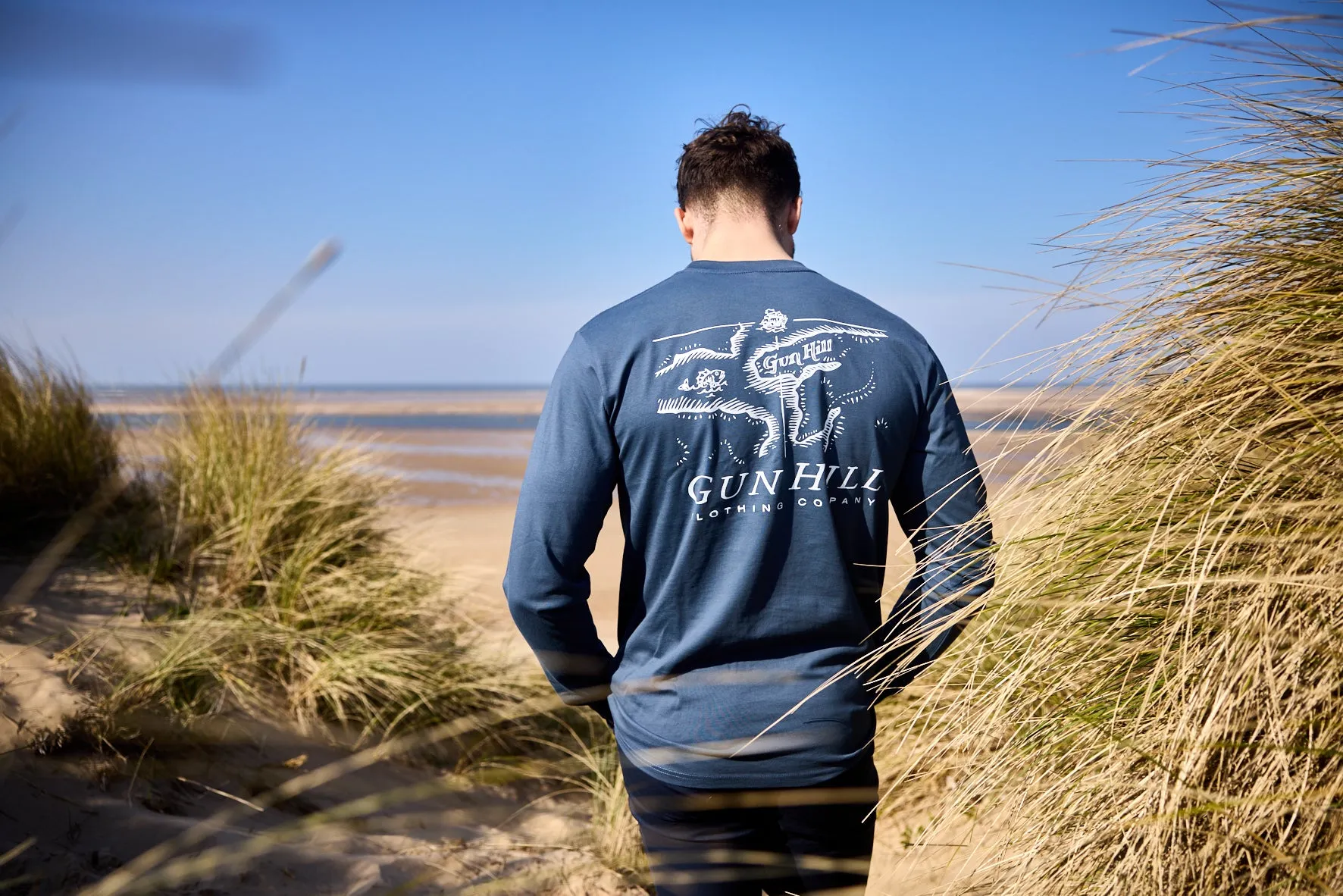 Gun Hill Mens Paddle Long Sleeve Tee - White or Petrol Blue