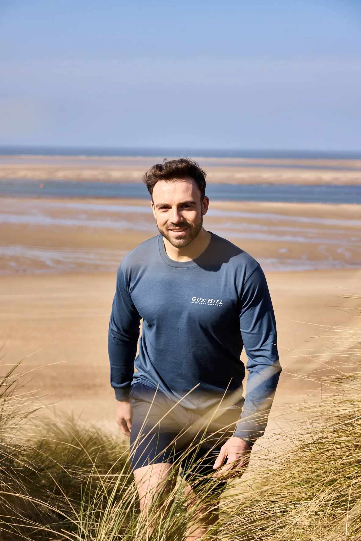 Gun Hill Mens Paddle Long Sleeve Tee - White or Petrol Blue