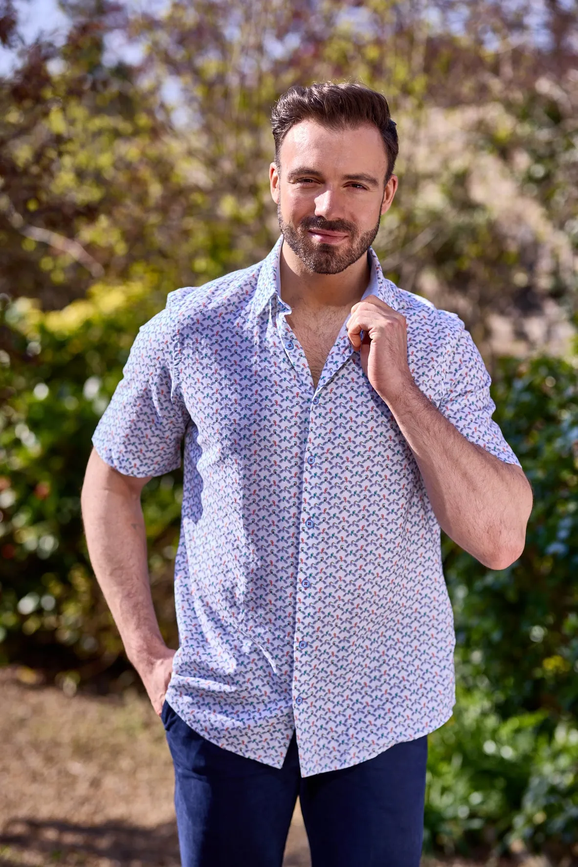 Gun Hill Mens Parrot Linen Shirt