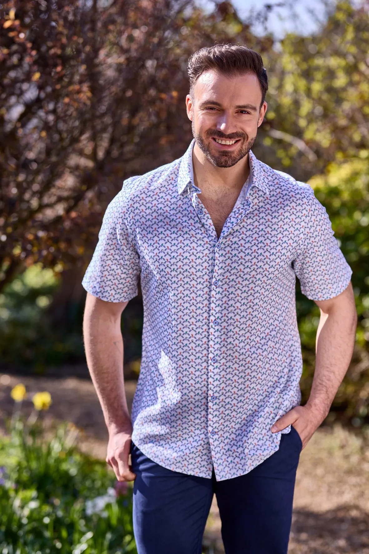 Gun Hill Mens Parrot Linen Shirt