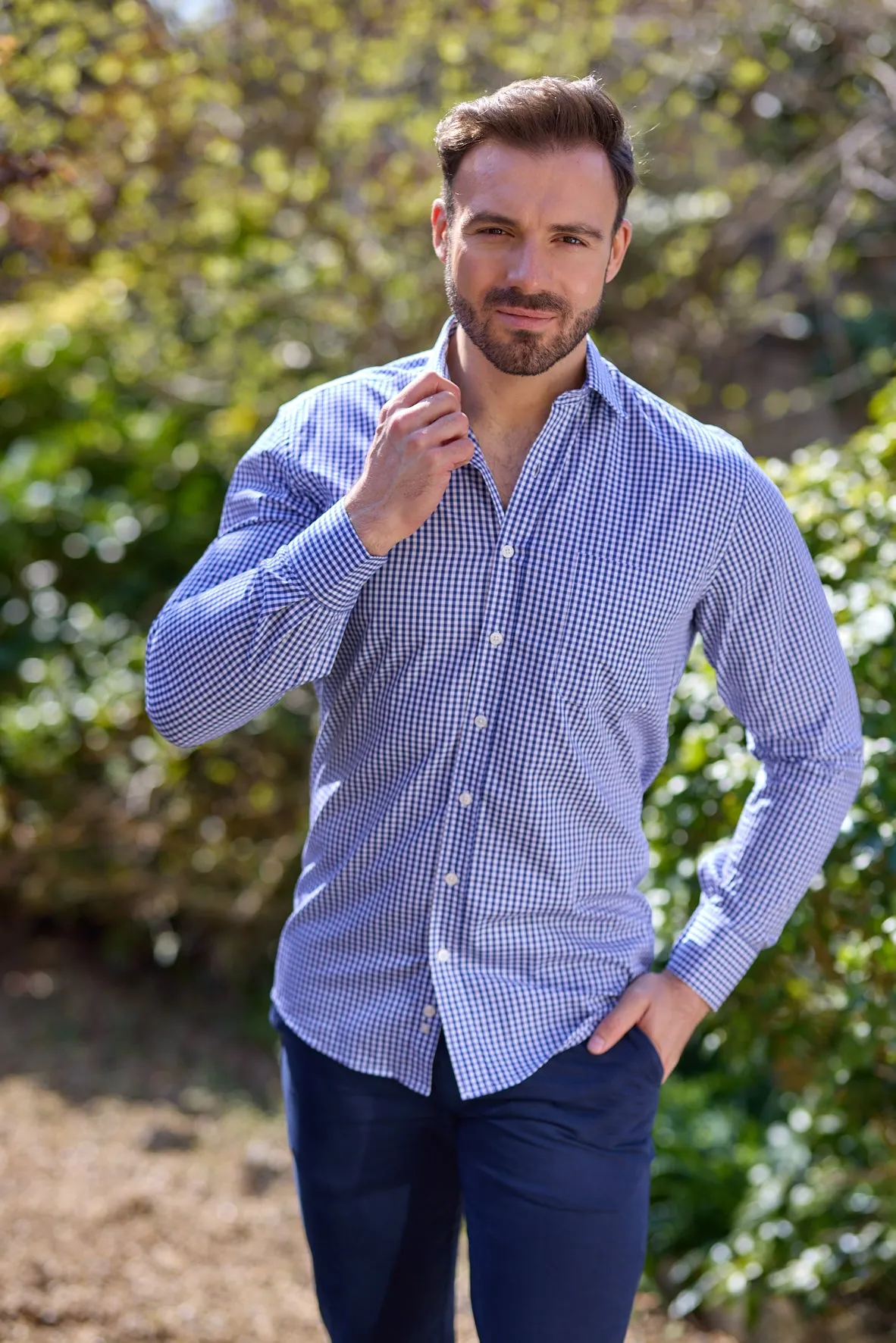 Gun Hill Mens Stiffkey Classic shirt - Blue check