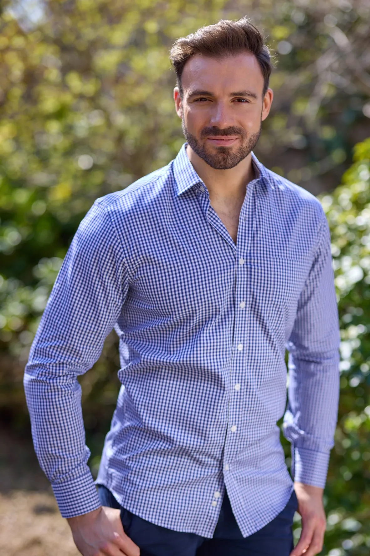 Gun Hill Mens Stiffkey Classic shirt - Blue check