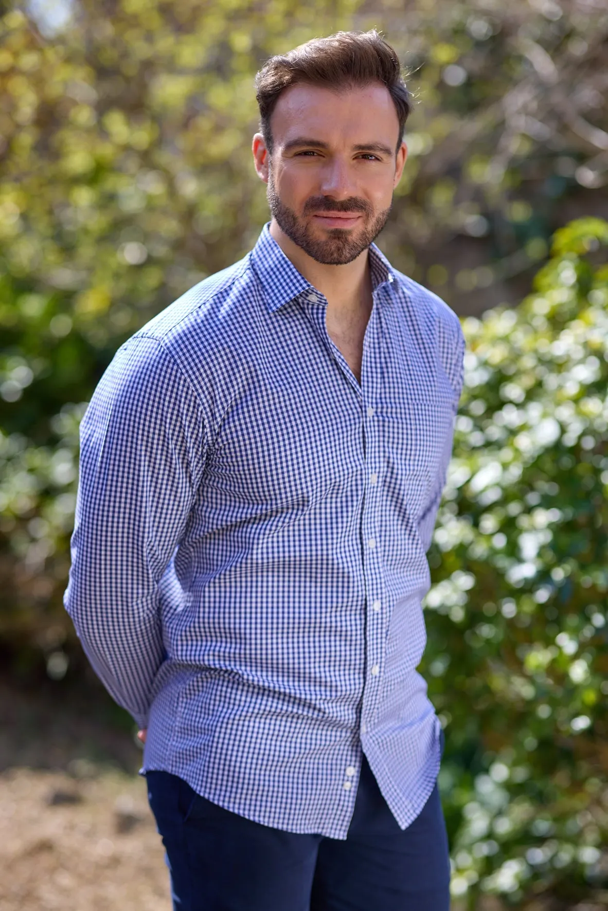 Gun Hill Mens Stiffkey Classic shirt - Blue check