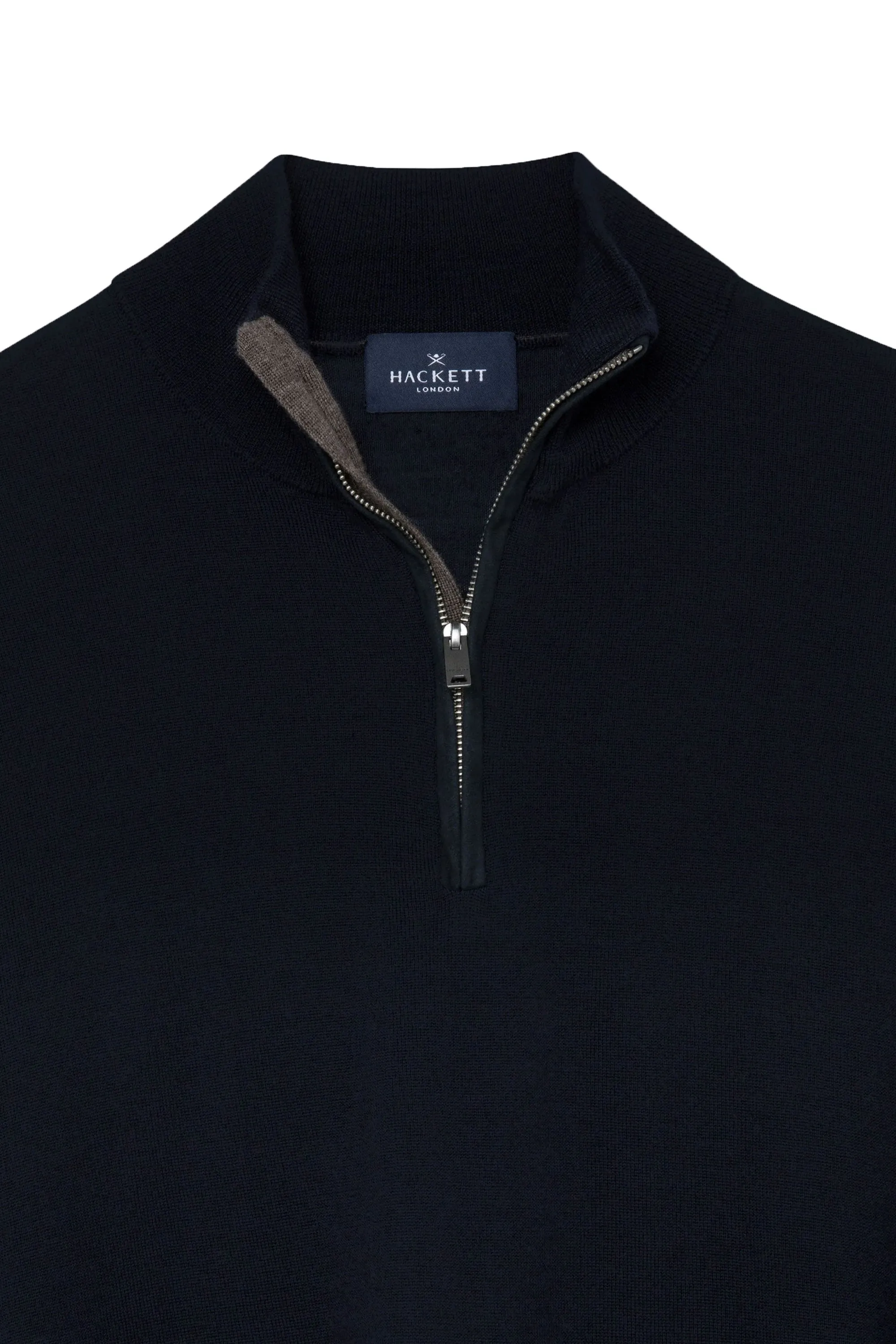Hackett Merino Silk Half Zip Midnight Blue