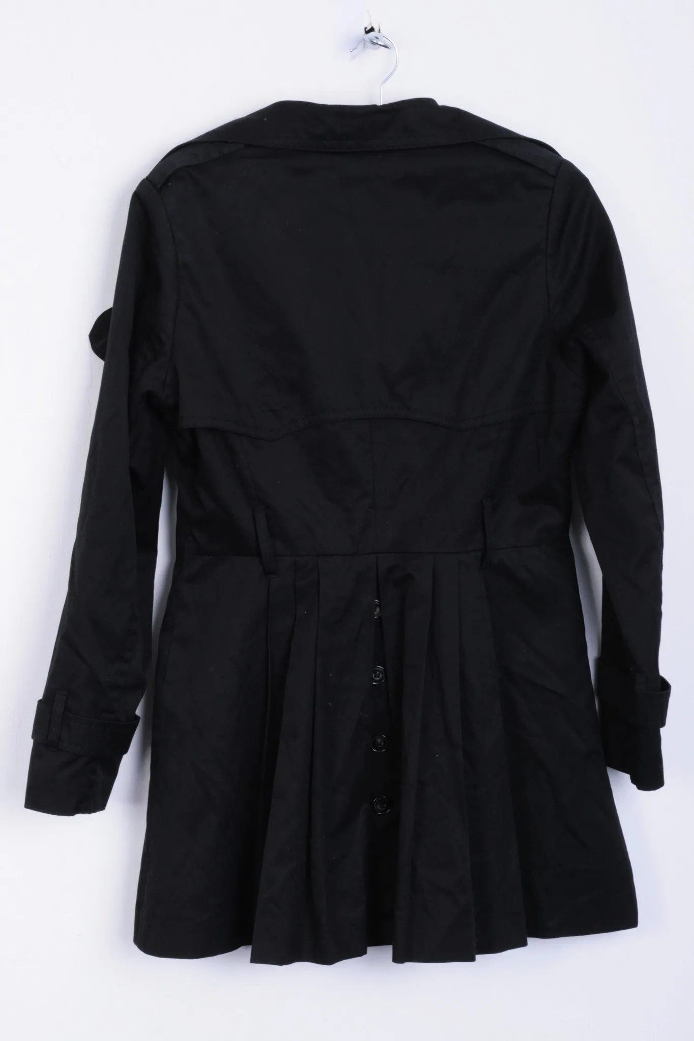 H&M Womens 8 M Jacket Coat Black Long Single Breasted