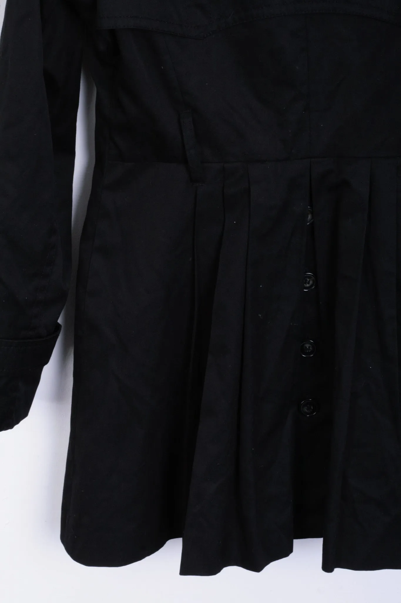 H&M Womens 8 M Jacket Coat Black Long Single Breasted