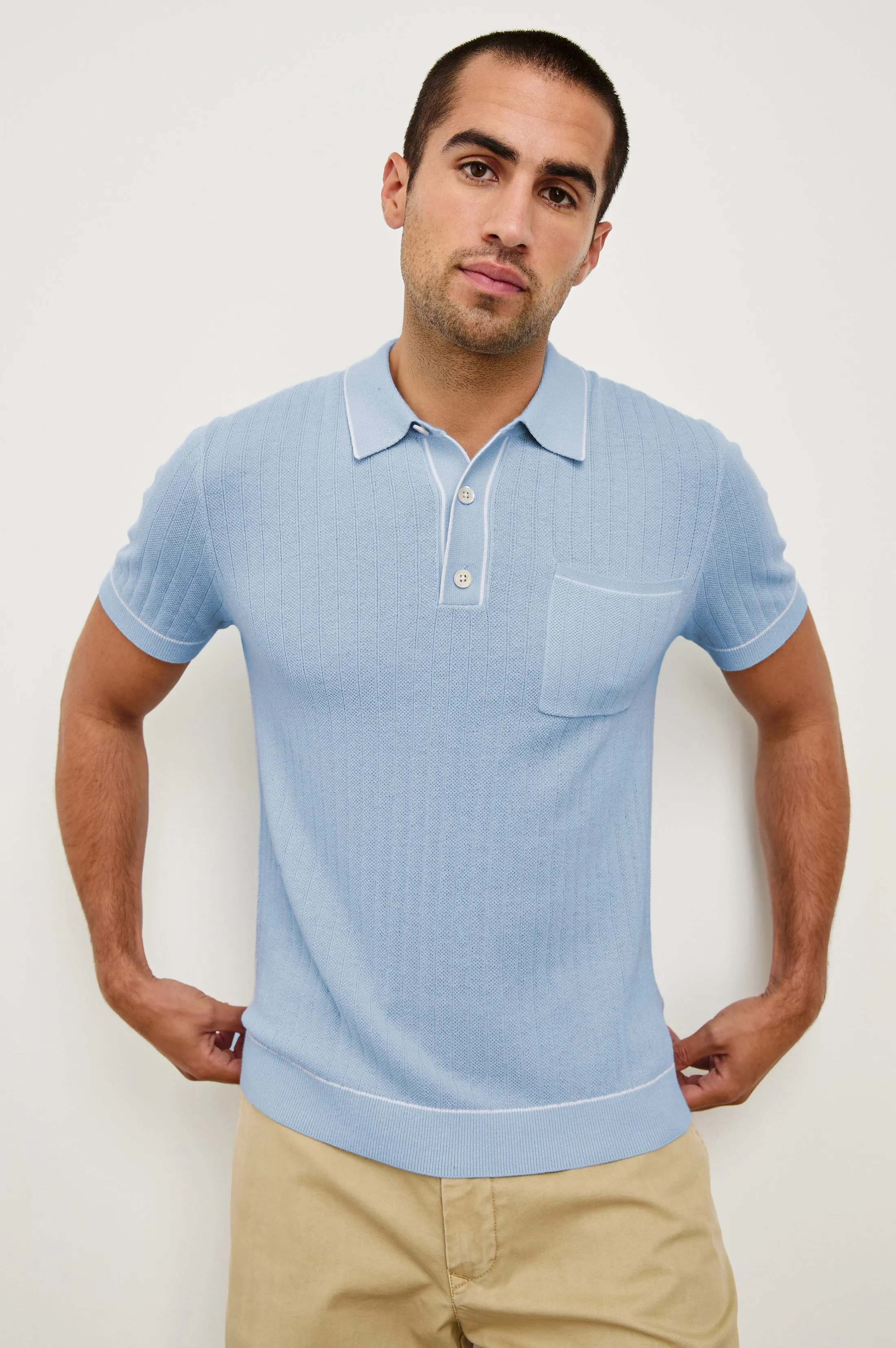 HARDY POLO SHIRT - LIGHT BLUE MELANGE Rails
