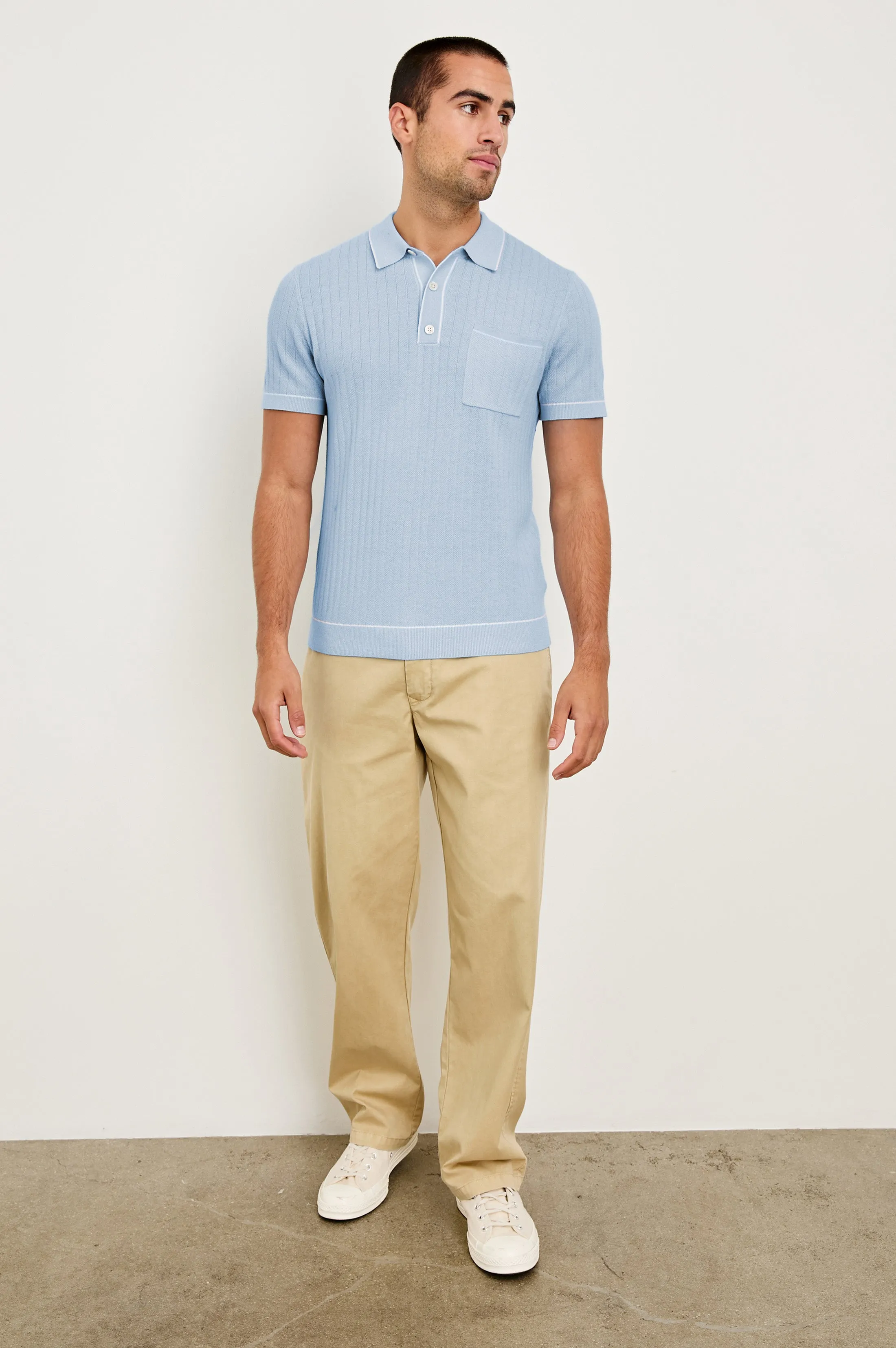 HARDY POLO SHIRT - LIGHT BLUE MELANGE Rails