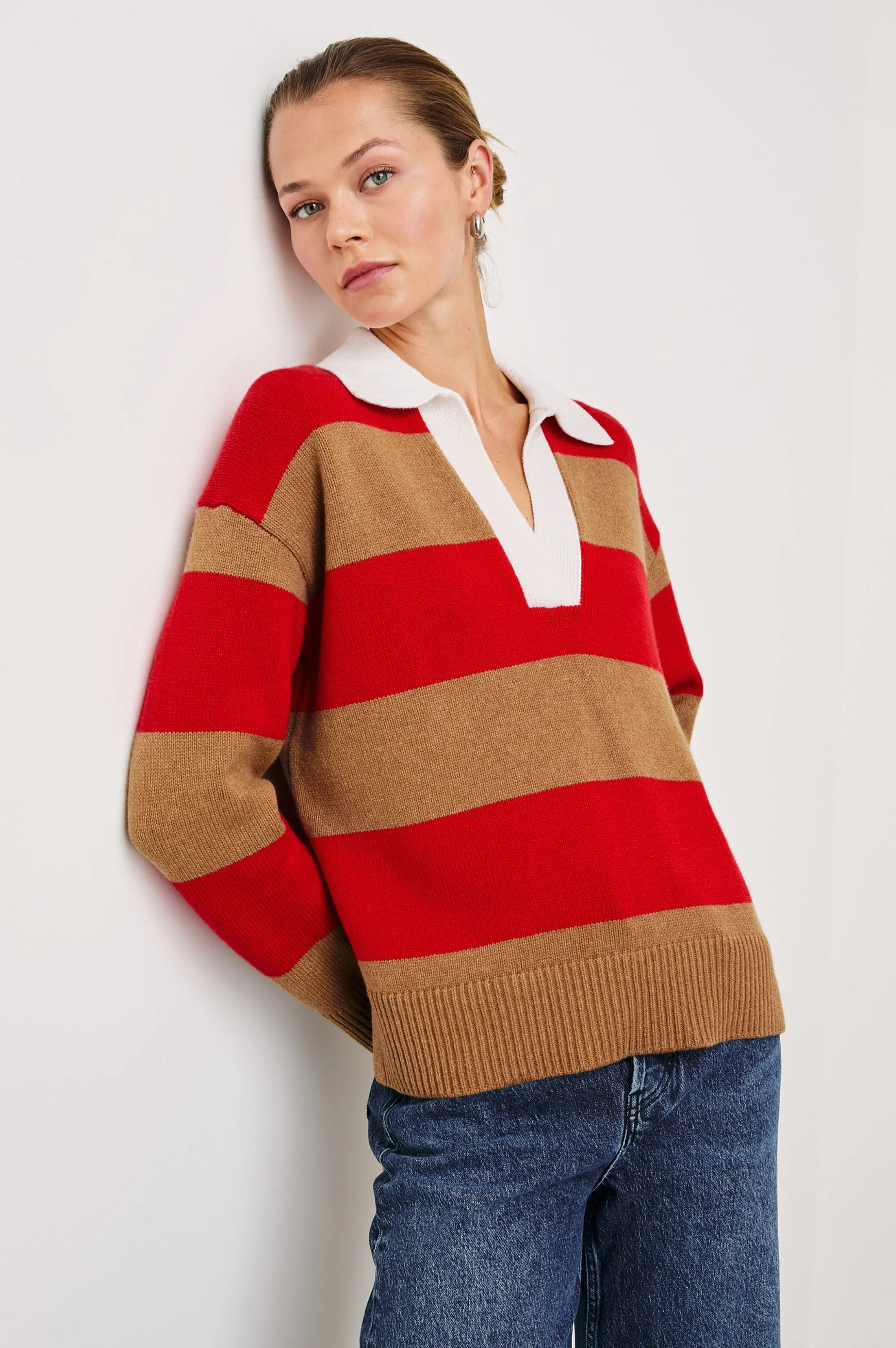 HARRIS SWEATER - CHERRY CAMEL STRIPE Rails