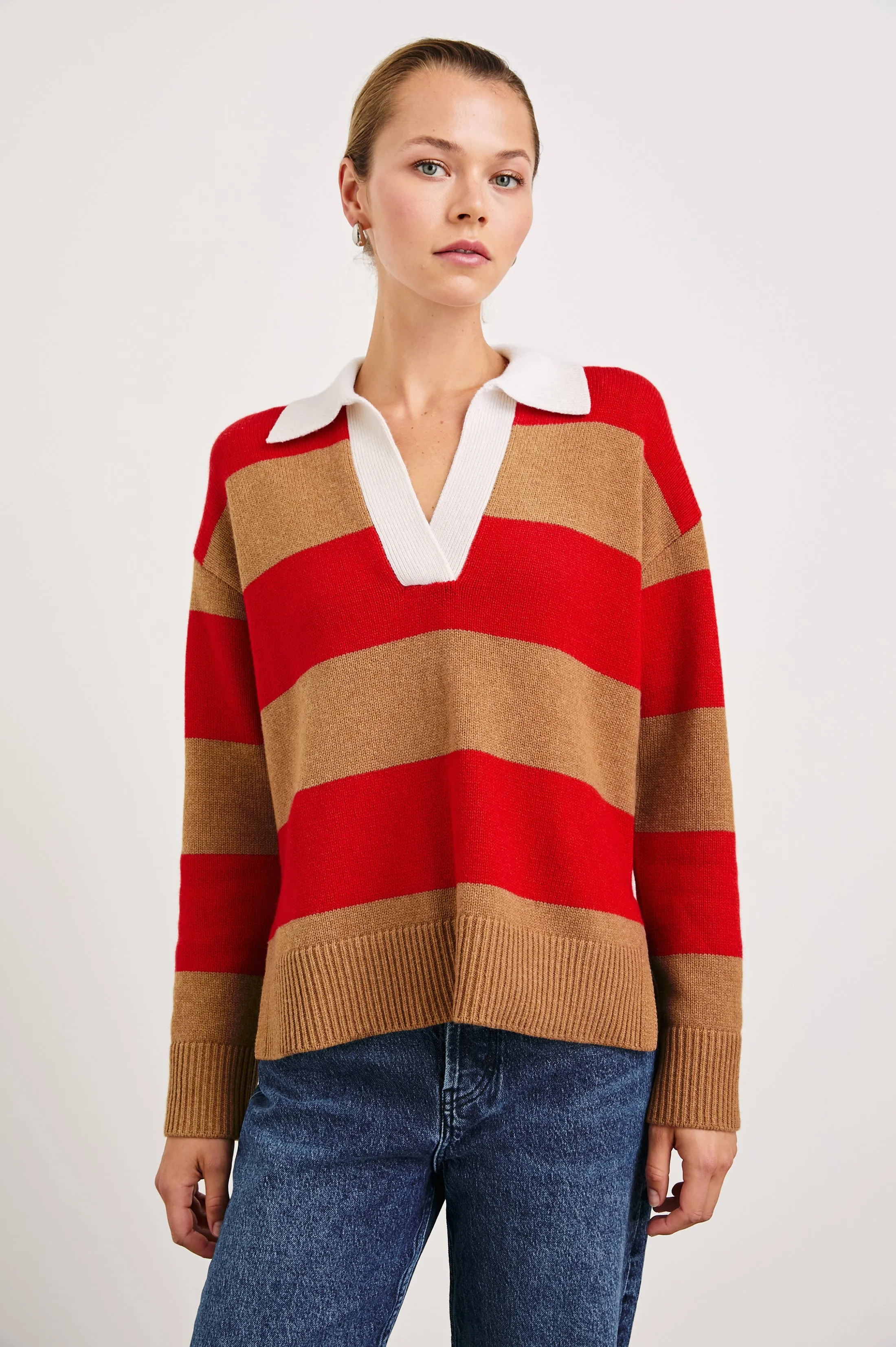 HARRIS SWEATER - CHERRY CAMEL STRIPE Rails