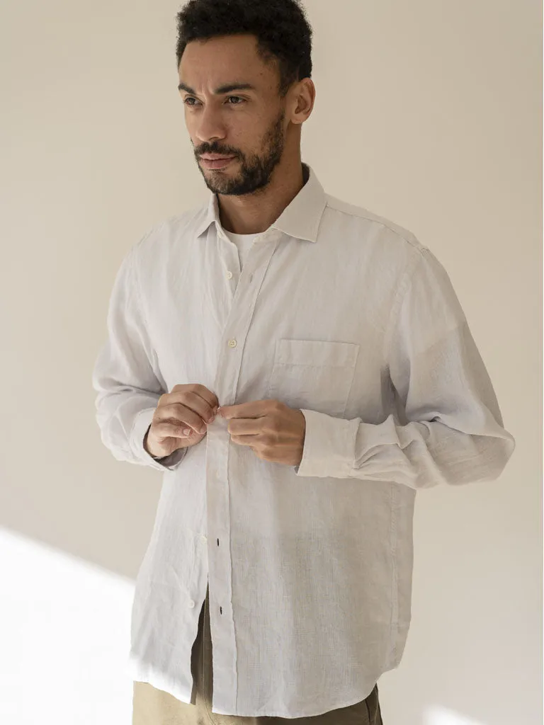 Hartford Paul Linen Shirt in Chalk