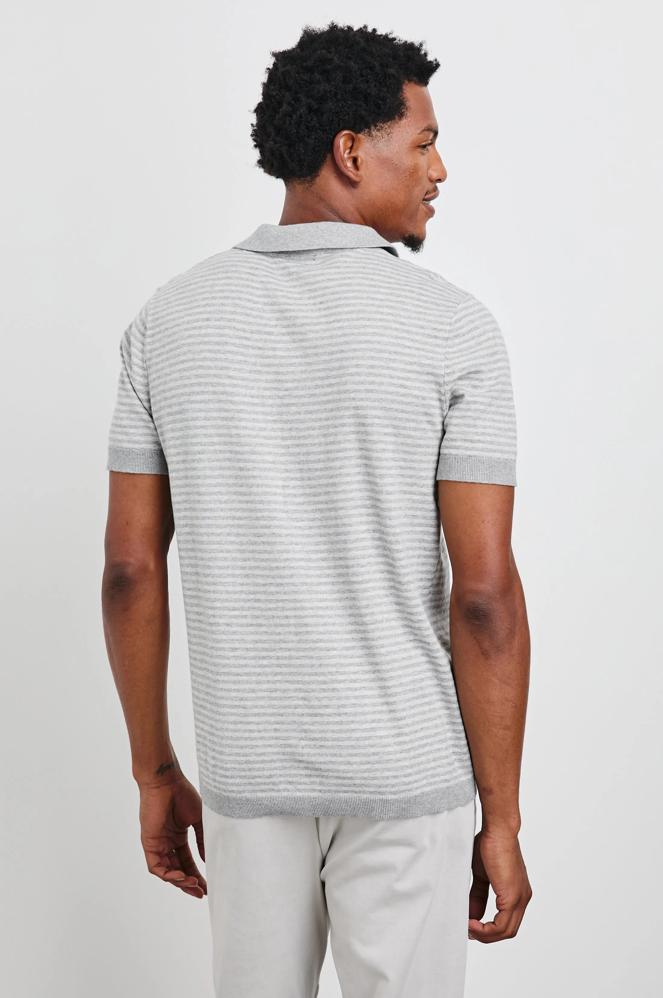 HAYDEN POLO SHIRT - HEATHER GREY STRIPE Rails