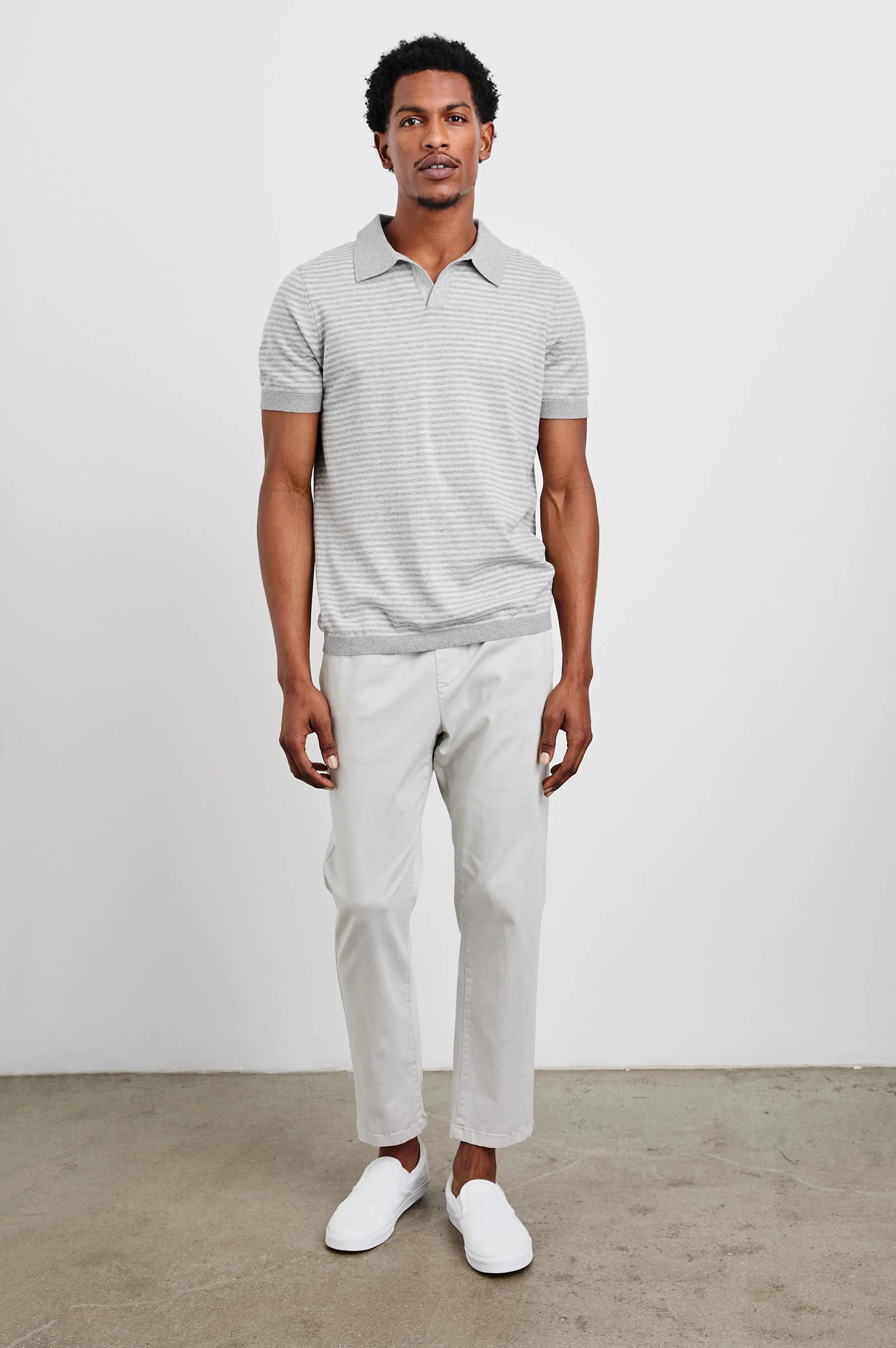 HAYDEN POLO SHIRT - HEATHER GREY STRIPE Rails