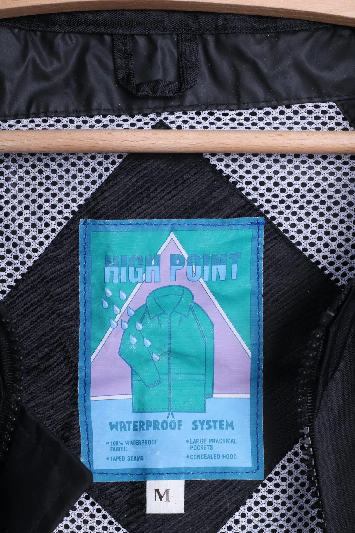 HIGH POINT Mens M Jacket Black Waterproof System Hood Nylon