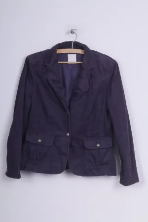 Hirsch. Womens 12 M Blazer Jacket Corduroy Purple Single Breasted Cotton Sholuder Pads