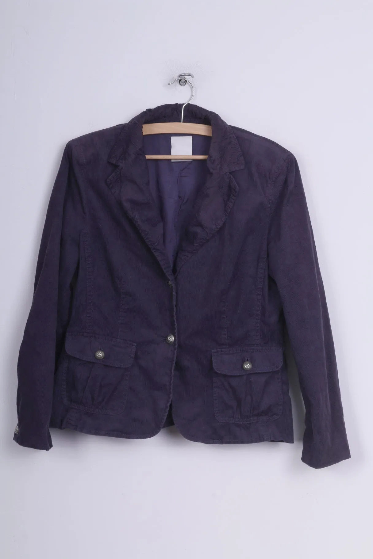 Hirsch. Womens 12 M Blazer Jacket Corduroy Purple Single Breasted Cotton Sholuder Pads