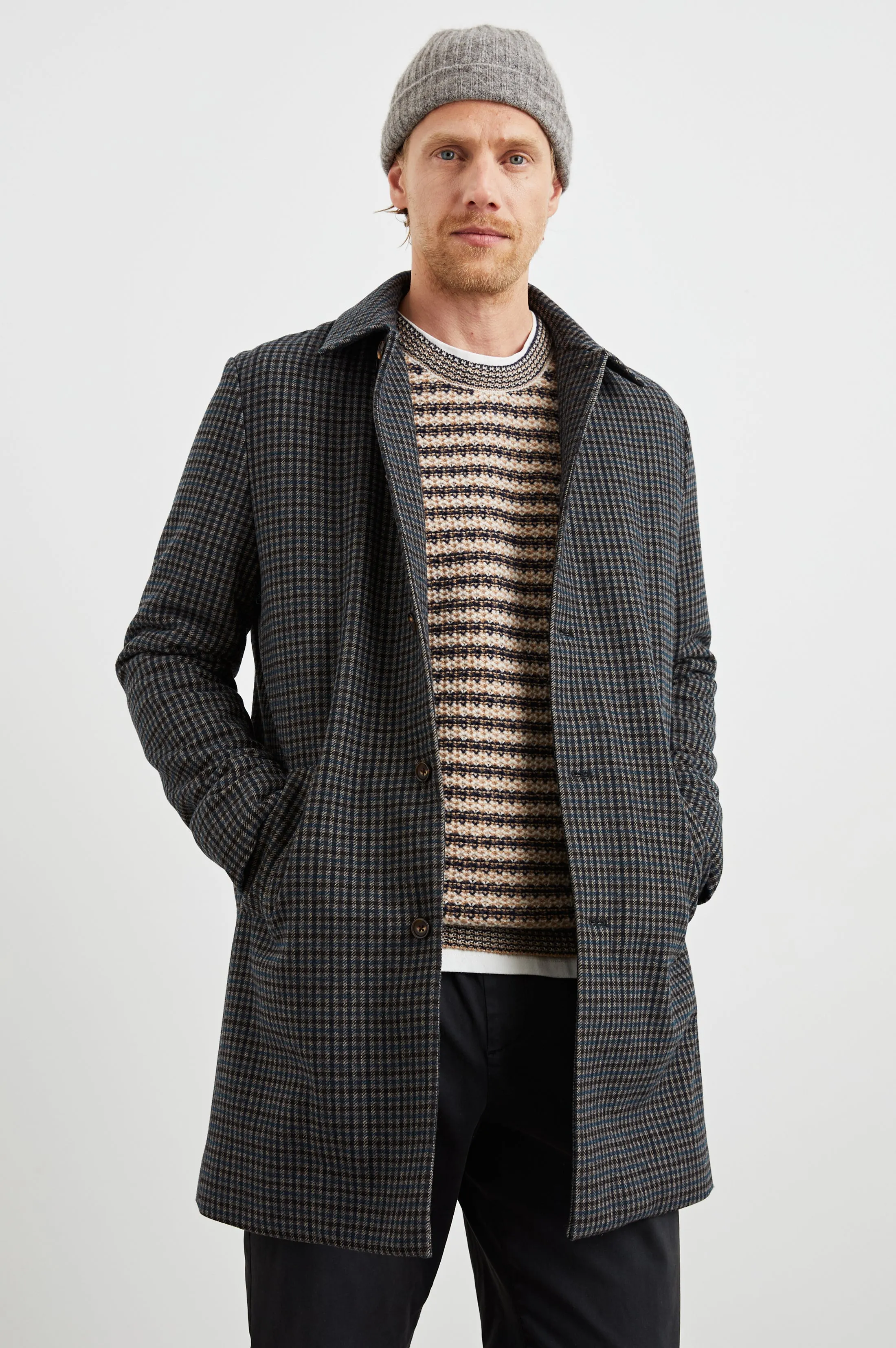 HOCKNEY OVERCOAT - GREY CHECK PLAID Rails