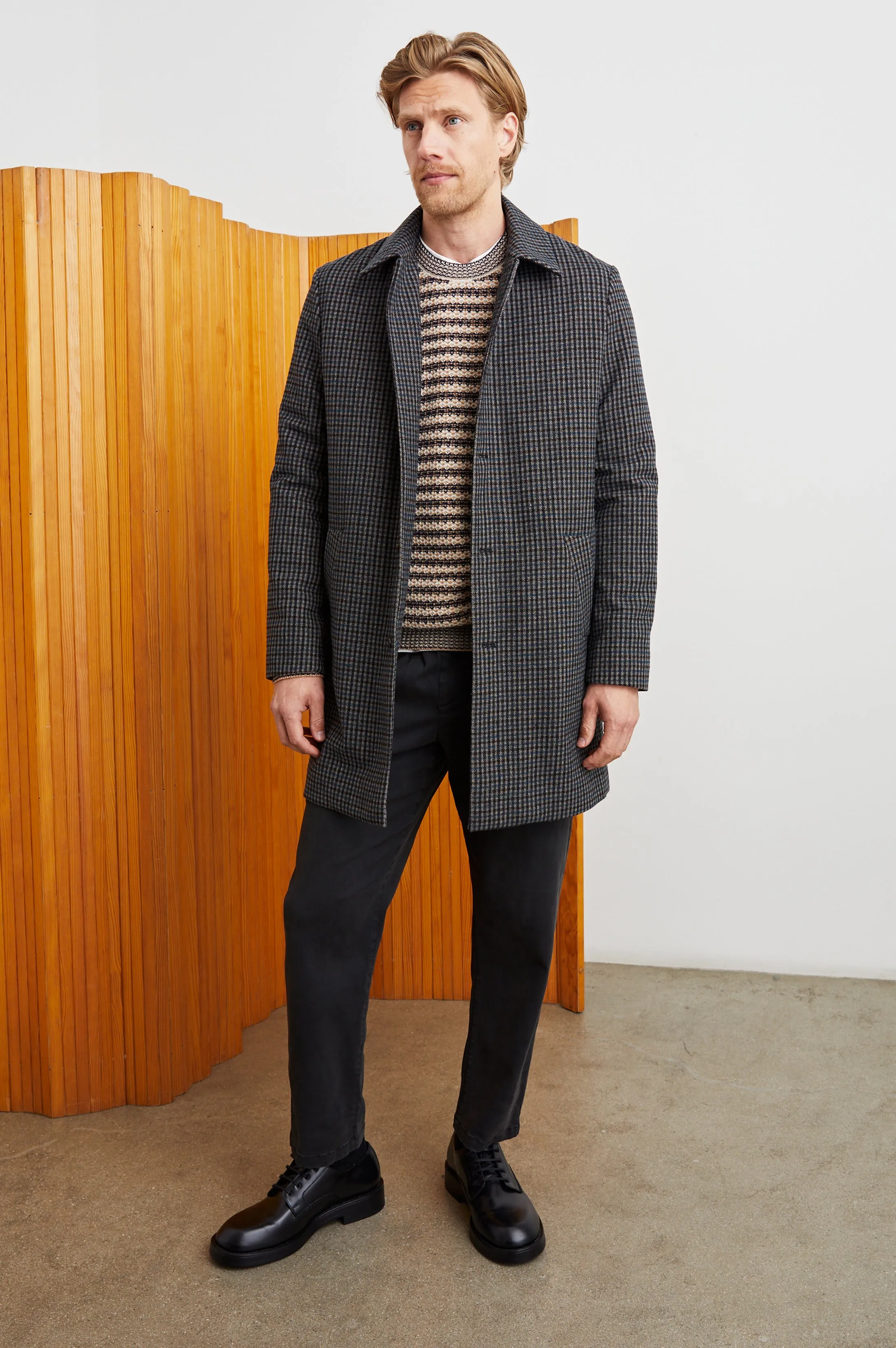 HOCKNEY OVERCOAT - GREY CHECK PLAID Rails